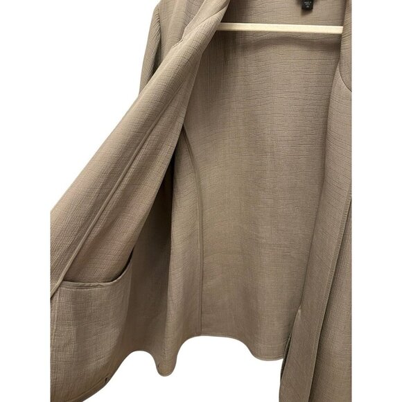 Eileen Fisher Open Front Textured Jacket Silk Blend Tan Sz 3X Womens Blazer - Picture 2 of 6